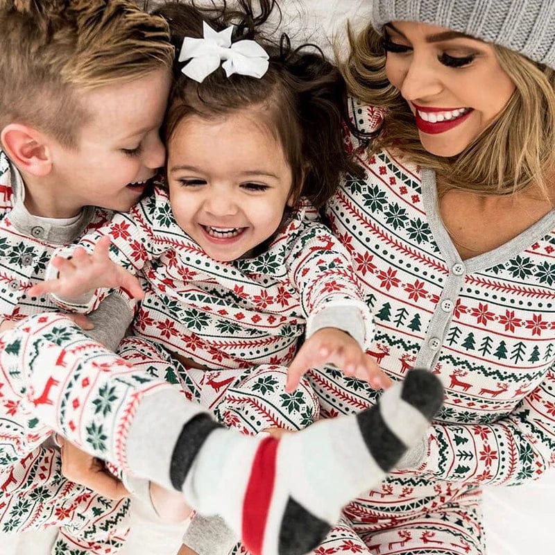 Pavoco Schlafanzüge Kuschelige Familienpyjamas für Unisex weich festlich Weihnachtsdesign