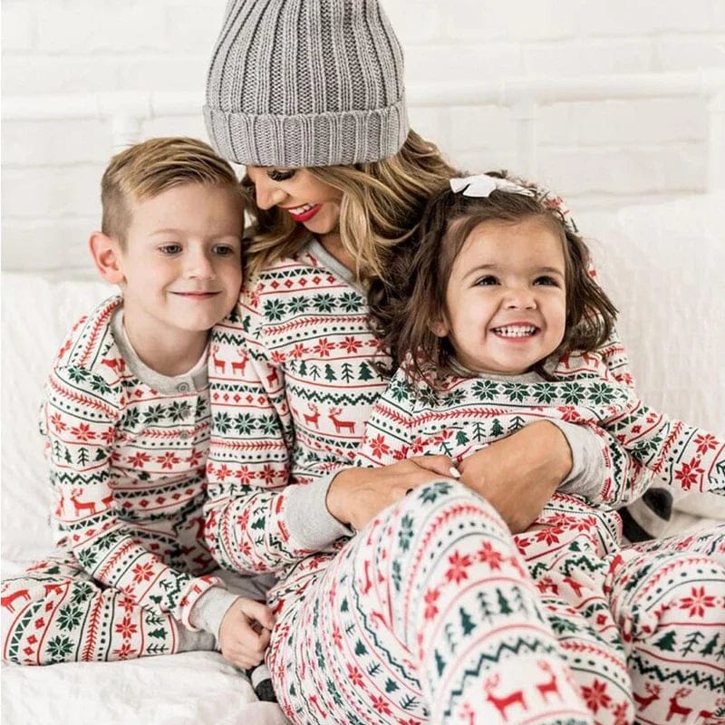 Pavoco Schlafanzüge Kuschelige Familienpyjamas für Unisex weich festlich Weihnachtsdesign