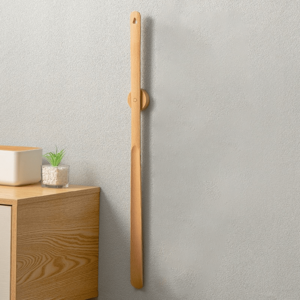 Pavoco Schuhlöffel Eichenholz Eleganter Schuhlöffel lang für Unisex aus Buchenholz 50cm mit Magnetverschluss