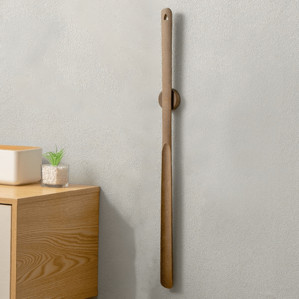 Pavoco Schuhlöffel Nussbaum Eleganter Schuhlöffel lang für Unisex aus Buchenholz 50cm mit Magnetverschluss