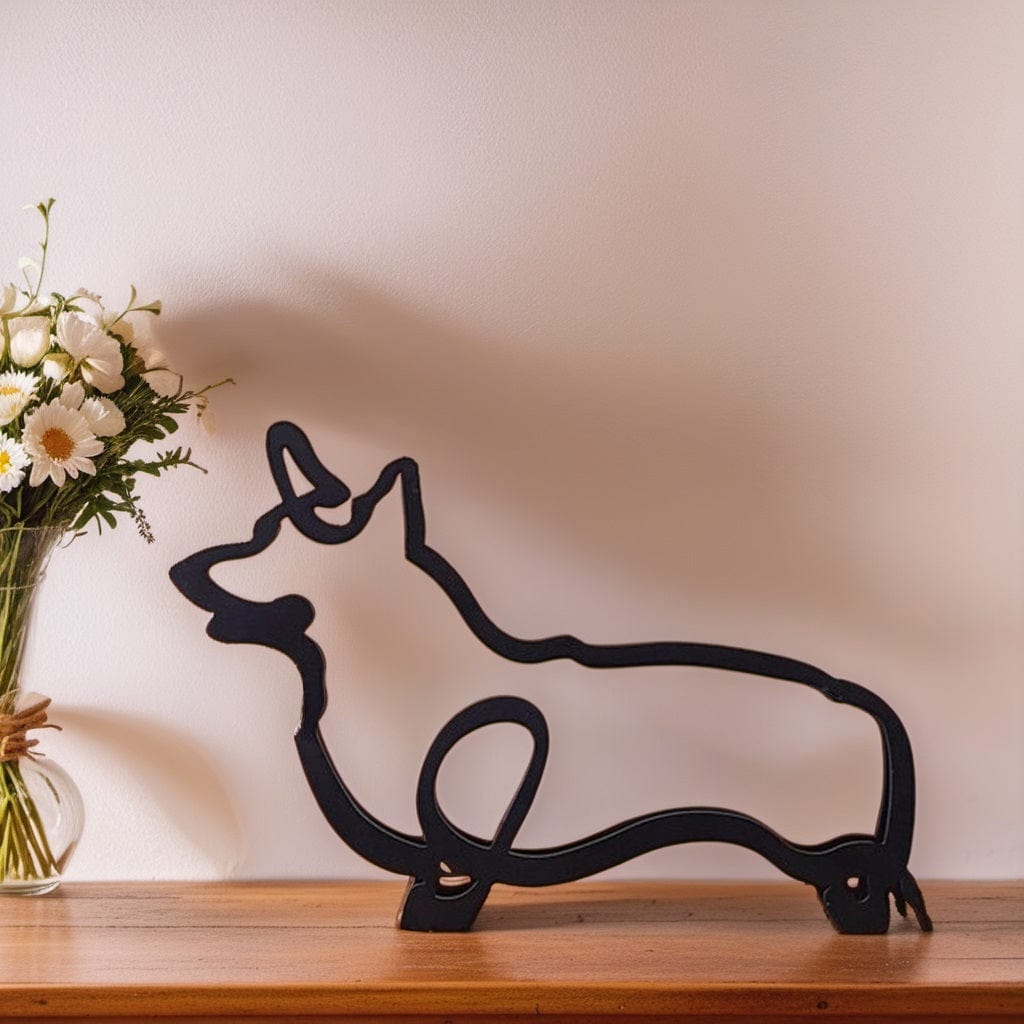 Pavoco Skulpturen Corgi Moderne Hundeskulptur für Kunstliebhaber minimalistisch hochwertig langlebig