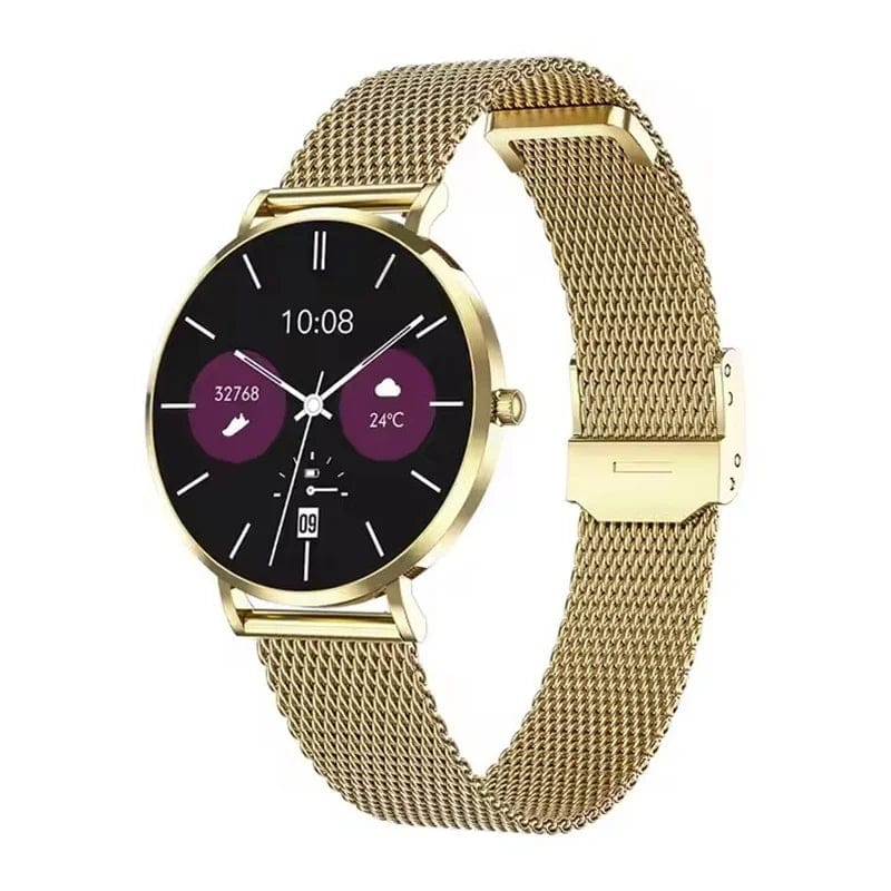 Pavoco Smartwatches Gold - Milanaise Elegante Mini Smartwatch für Damen schlank gesundheitsorientiert vielseitig