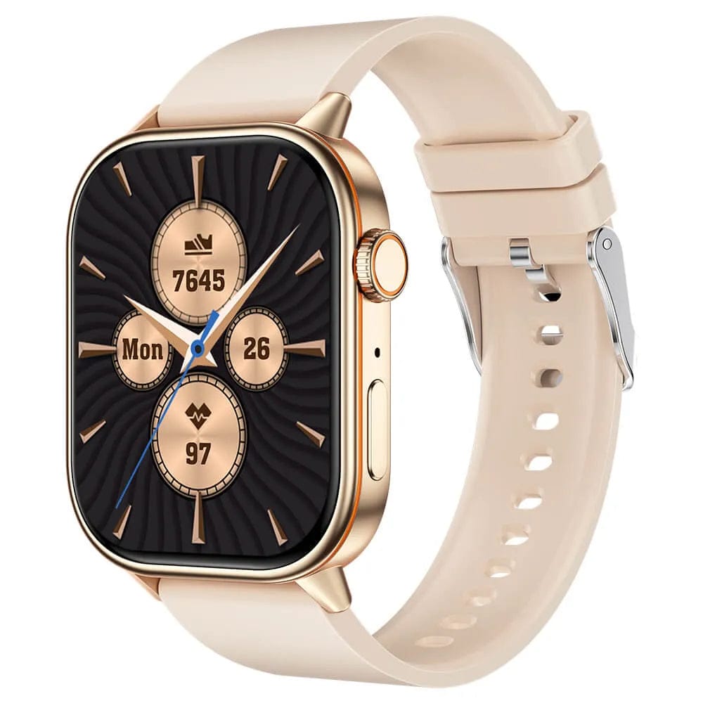 Pavoco Smartwatches Gold - Silikon Funktionale Smartwatch für Unisex aktiv wasserfest mit GPS