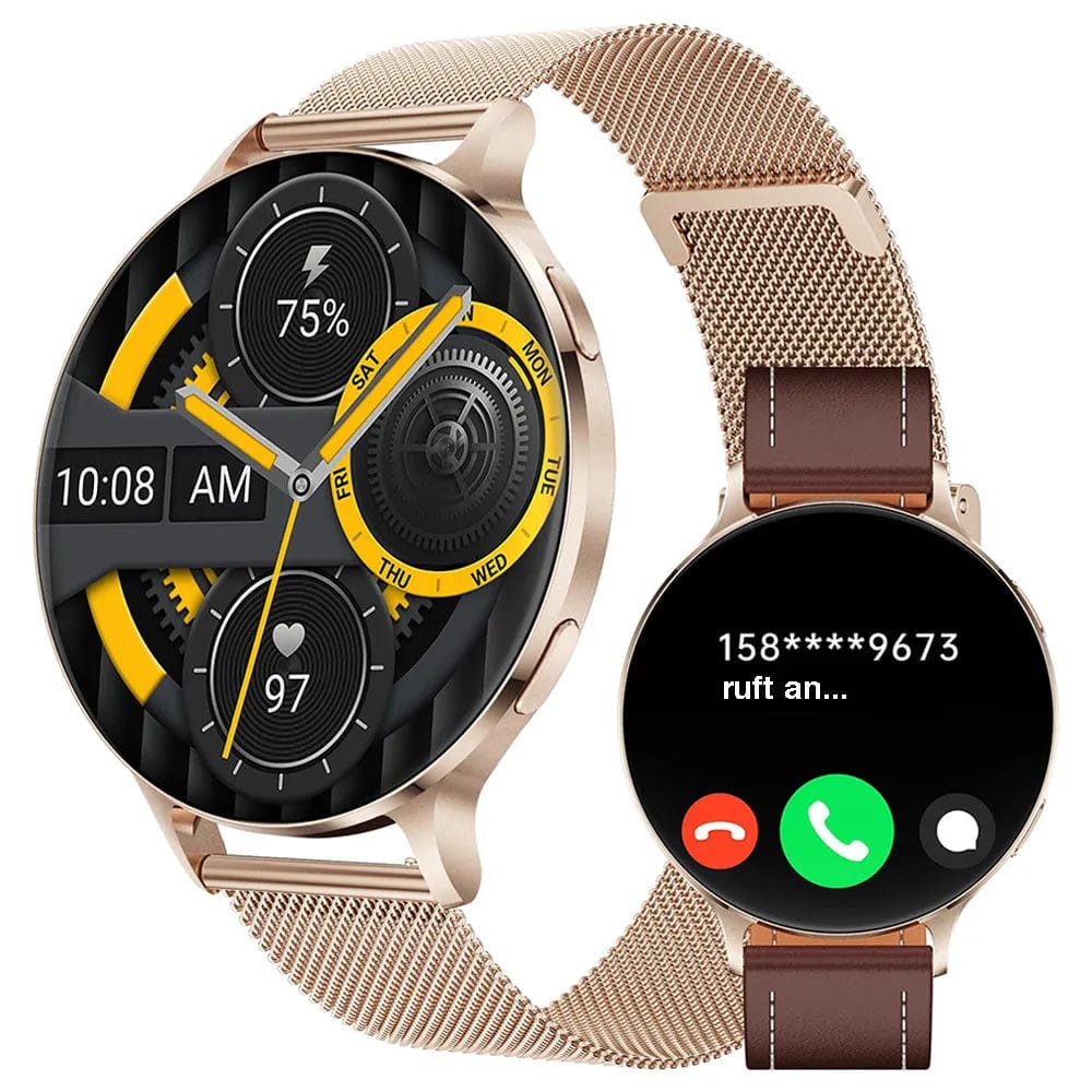 Pavoco Smartwatches Roségold - Milanaise Elegante Smartwatch für Unisex mit AMOLED-Display Fitness-Tracking Telefonie