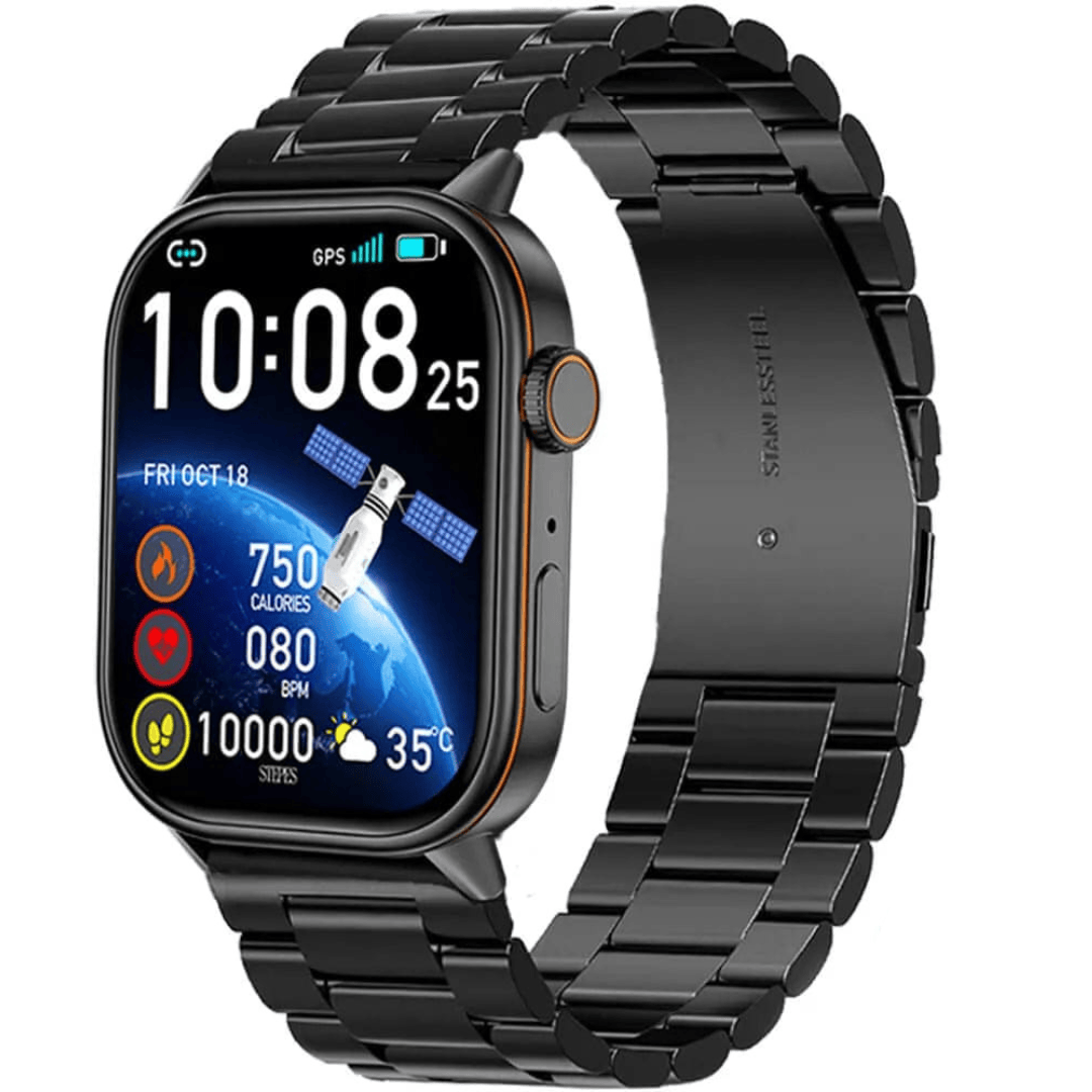 Pavoco Smartwatches Schwarz - Edelstahl Funktionale Smartwatch für Unisex aktiv wasserfest mit GPS
