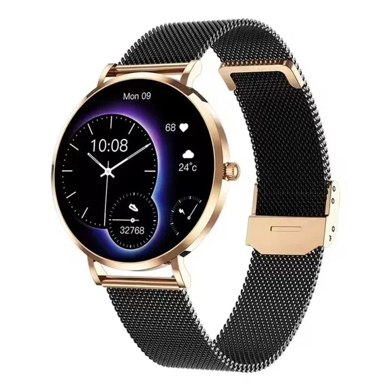 Pavoco Smartwatches Schwarz - Milanaise Elegante Mini Smartwatch für Damen schlank gesundheitsorientiert vielseitig