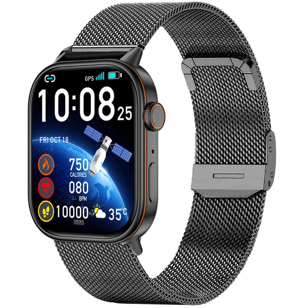 Pavoco Smartwatches Schwarz - Milanaise Funktionale Smartwatch für Unisex aktiv wasserfest mit GPS