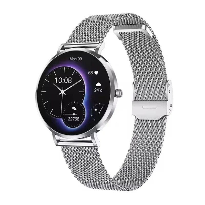 Pavoco Smartwatches Silber - Milanaise Elegante Mini Smartwatch für Damen schlank gesundheitsorientiert vielseitig