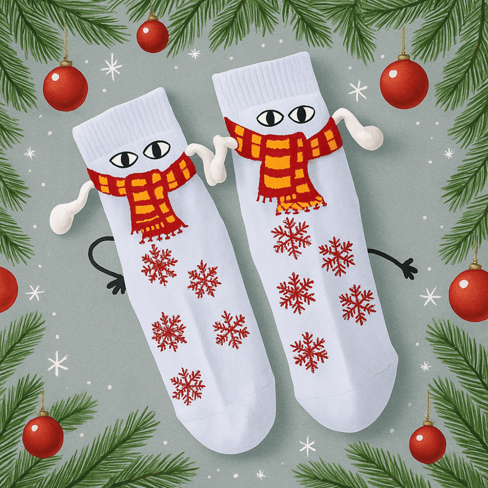 Pavoco Socken & Strumpfwaren Elegantes Weiß Lustige Weihnachtssocken für Paare weich warm gemütlich mit umklammerten Händen