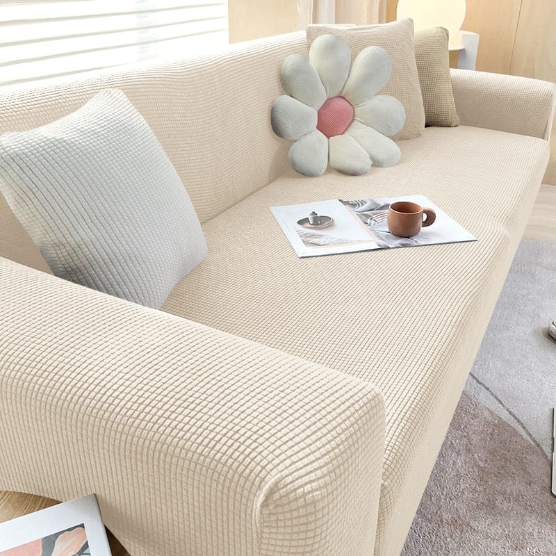Pavoco Sofabezüge 1-Sitzer (90-140cm) / Beige Gelb Stilvoller Stretch Sofabezug für Unisex rutschfest pflegeleicht elastisch