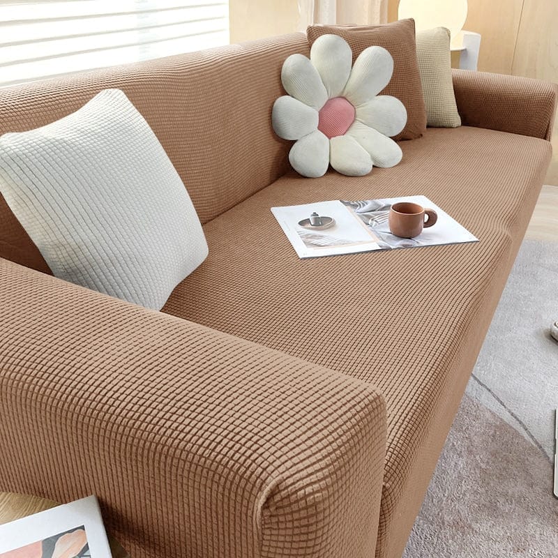 Pavoco Sofabezüge 1-Sitzer (90-140cm) / Braun Stilvoller Stretch Sofabezug für Unisex rutschfest pflegeleicht elastisch