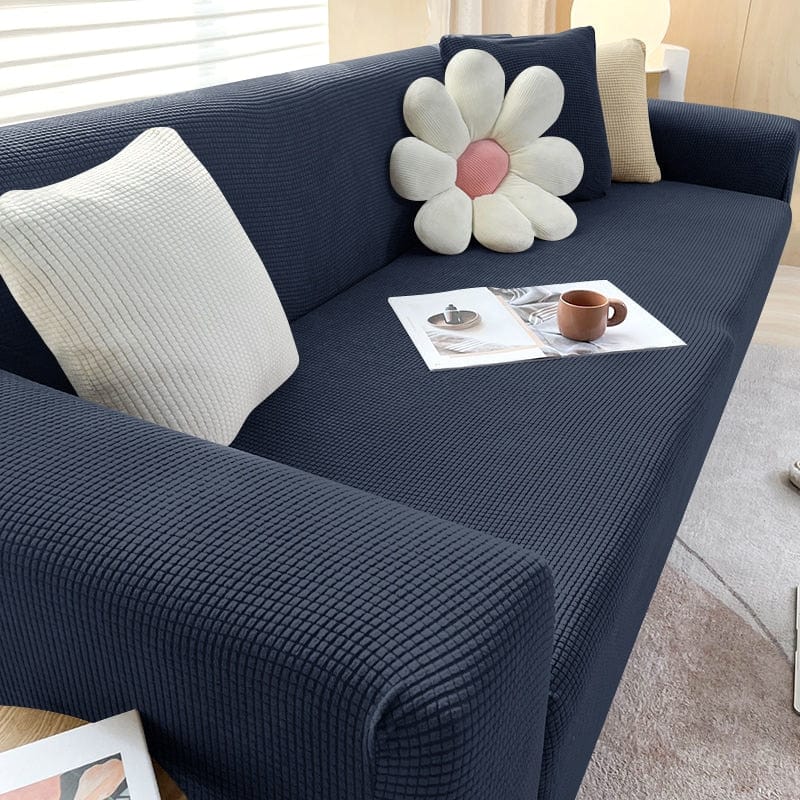 Pavoco Sofabezüge 1-Sitzer (90-140cm) / Dunkelblau Stilvoller Stretch Sofabezug für Unisex rutschfest pflegeleicht elastisch