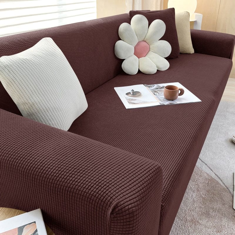 Pavoco Sofabezüge 1-Sitzer (90-140cm) / Dunkelbraun Stilvoller Stretch Sofabezug für Unisex rutschfest pflegeleicht elastisch