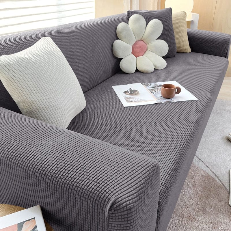 Pavoco Sofabezüge 1-Sitzer (90-140cm) / Dunkelgrau Stilvoller Stretch Sofabezug für Unisex rutschfest pflegeleicht elastisch