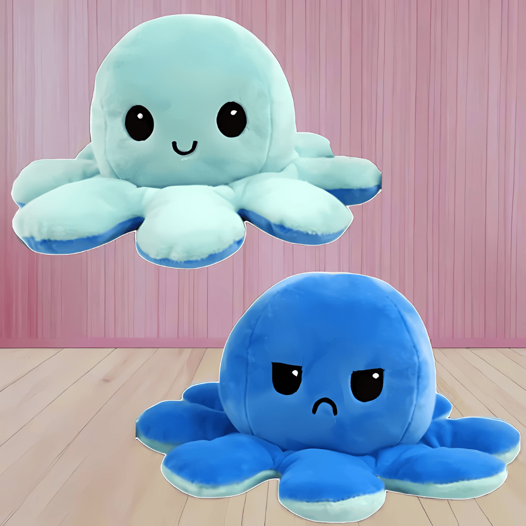 Pavoco Stofftiere & Plüschspielzeug Blau-Blau Weicher Wendbarer Oktopus-Plüsch für Kinder und Erwachsene langlebig kuschelig Baumwolle