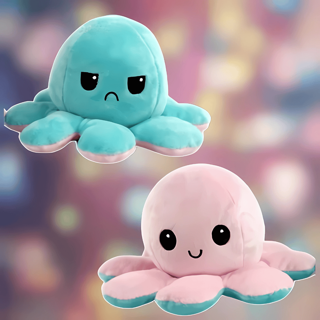 Pavoco Stofftiere & Plüschspielzeug Grün-Rosa Weicher Wendbarer Oktopus-Plüsch für Kinder und Erwachsene langlebig kuschelig Baumwolle