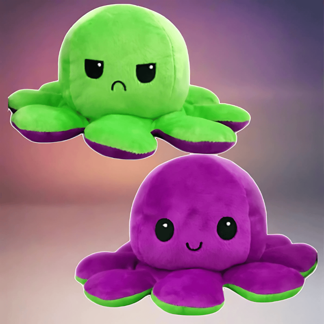 Pavoco Stofftiere & Plüschspielzeug Grün-Violett Weicher Wendbarer Oktopus-Plüsch für Kinder und Erwachsene langlebig kuschelig Baumwolle