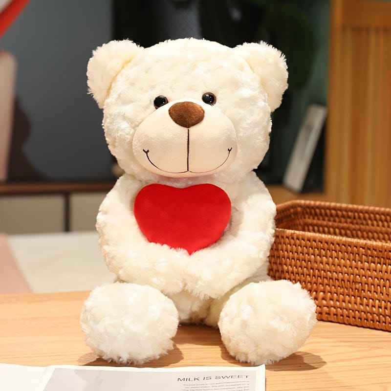 Pavoco Stofftiere & Plüschspielzeug Weiß / 45cm Kuscheliger Plüschbär für Unisex mit Herz weich ideales Geschenk Valentinstag