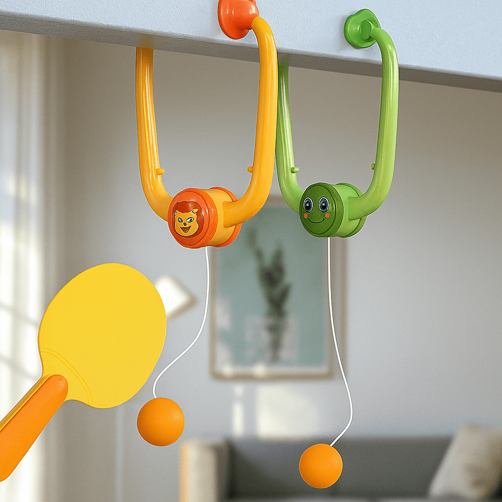 Pavoco Tischtennis Remy | robustes Türrahmen Ping Pong Spielset für Kinder bunt