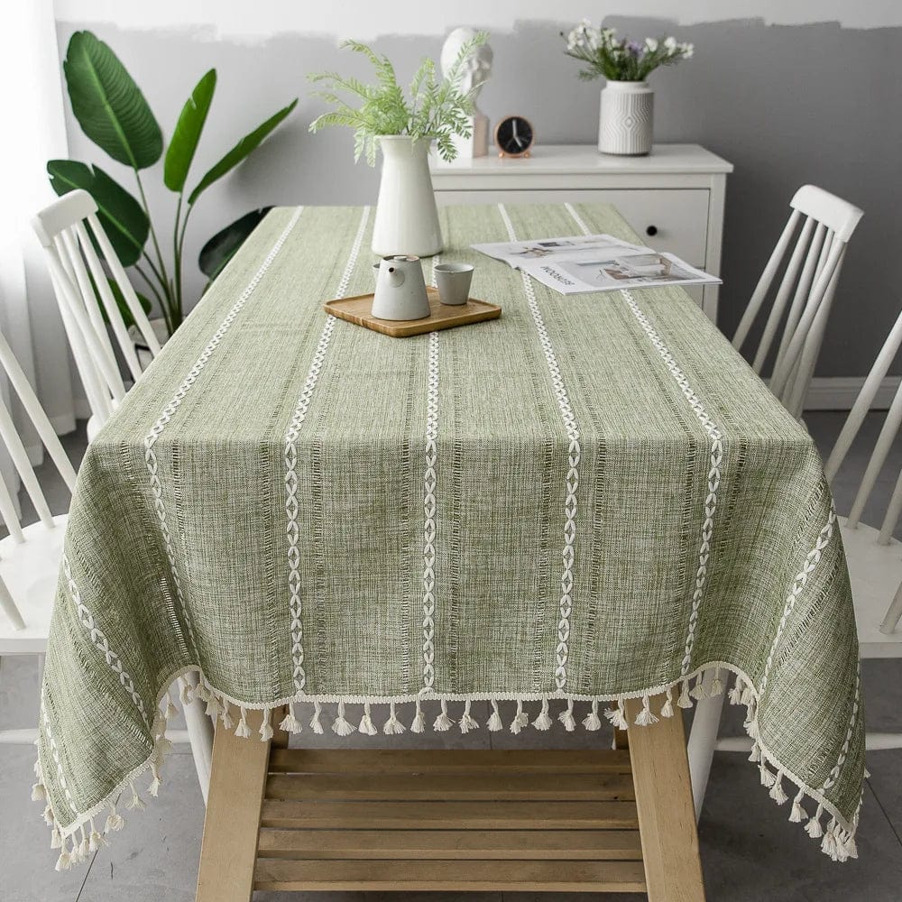 Pavoco Tischwäsche Armeegrün / 90x90cm Elegantes Tischtuch für Unisex Baumwolle Leinen mit Quasten für festliche Anlässe
