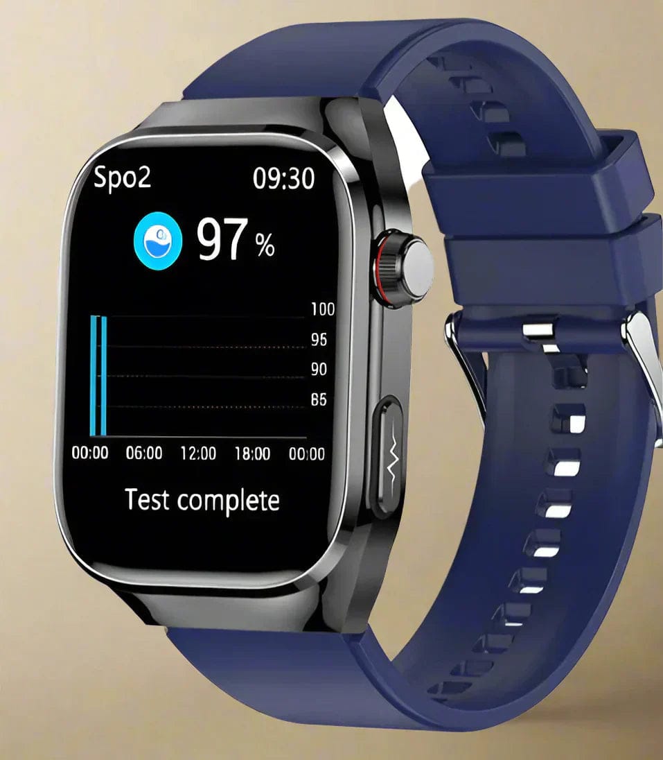 Pavoco Tragbare Technologie Blau Stylischer Gesundheitstracker für Unisex wasserdicht mit AMOLED Bildschirm EKG Funktionen