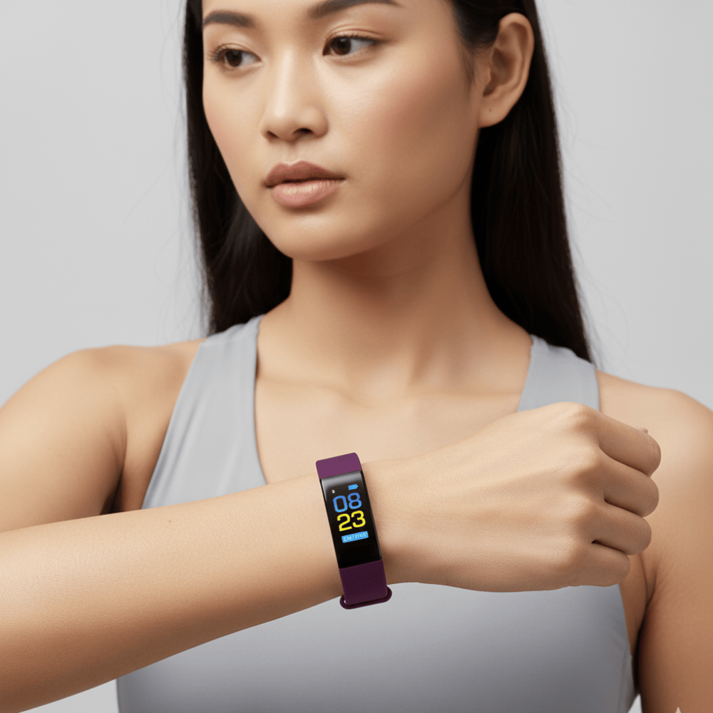 Pavoco Tragbare Technologie Lila Wasserdichte Fitness Uhr für Senioren leicht bedienbar mit Herzfrequenzmessung