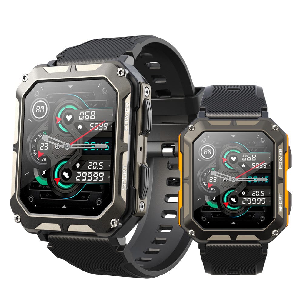 Pavoco Tragbare Technologie Robuste Multifunktionsuhr für Herren IP68 wasserdicht Bluetooth 5.0 Sport