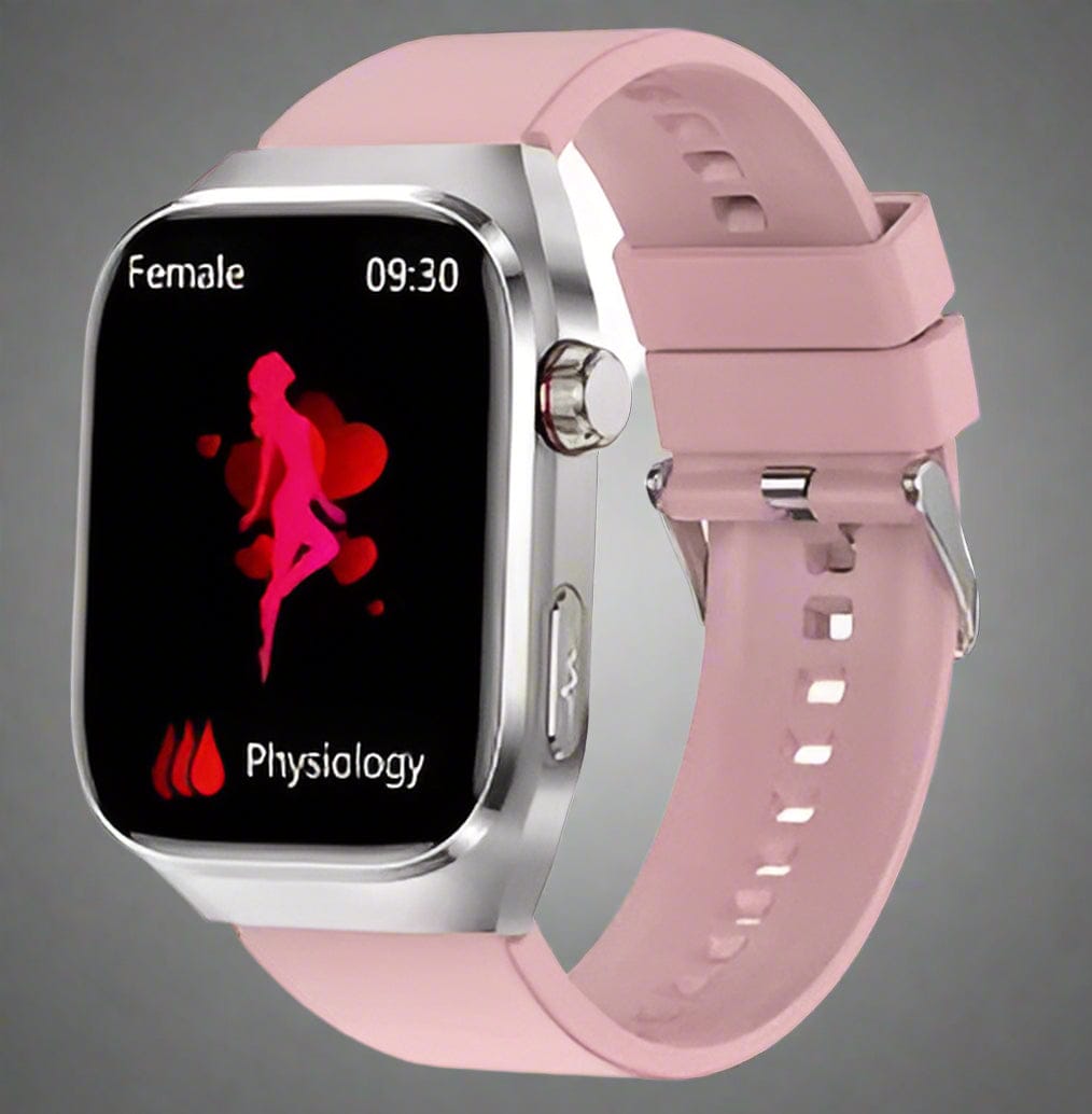 Pavoco Tragbare Technologie Rosa Stylischer Gesundheitstracker für Unisex wasserdicht mit AMOLED Bildschirm EKG Funktionen