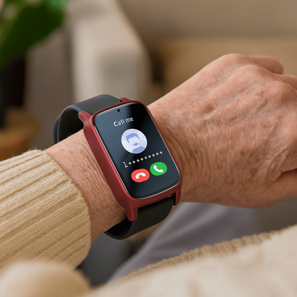 Pavoco Tragbare Technologie Rot Intelligente Smartwatch für Senioren wasserdicht mit GPS Tracker SOS Alarm