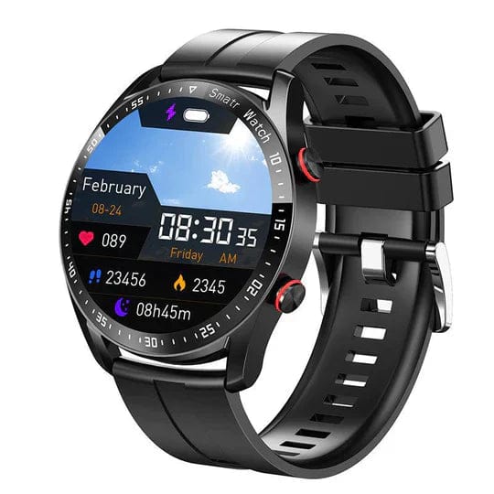 Pavoco Tragbare Technologie Schwarz (Gummi) Elegante Smartwatch für Unisex mit Gesundheitsmonitoring und Echtzeit-Messungen