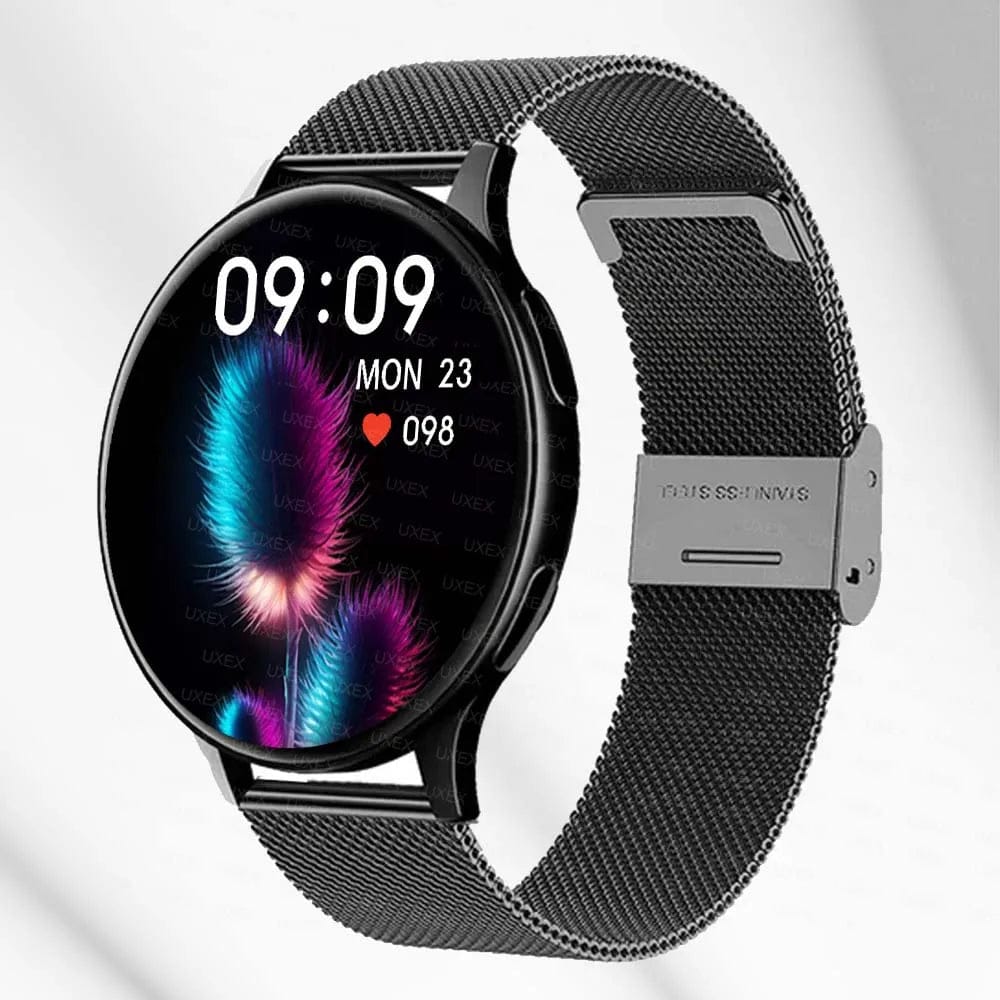 Pavoco Tragbare Technologie Schwarz - Milanaise Elegante Smartwatch für Damen stilvoll vielseitig Gesundheitsüberwachung 100 Sportarten
