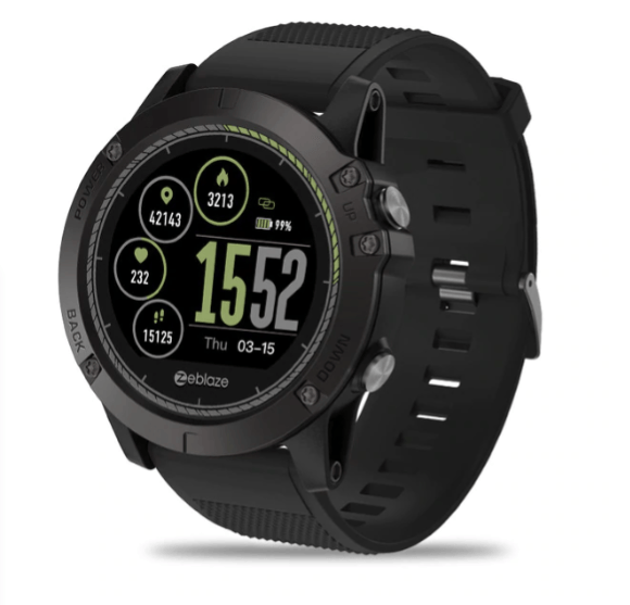 Pavoco Tragbare Technologie Schwarz Robuste Smartwatch für Männer wasserdicht Fitness Tracking Outdoor