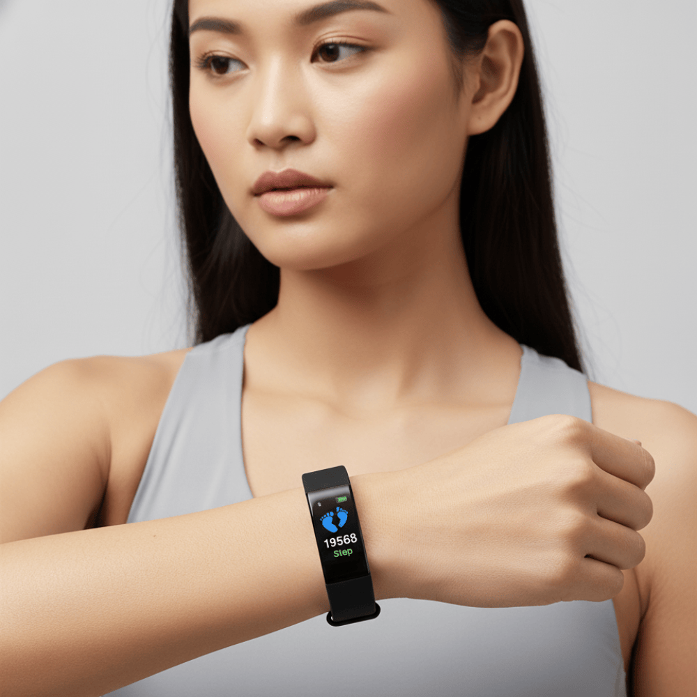 Pavoco Tragbare Technologie Schwarz Wasserdichte Fitness Uhr für Senioren leicht bedienbar mit Herzfrequenzmessung