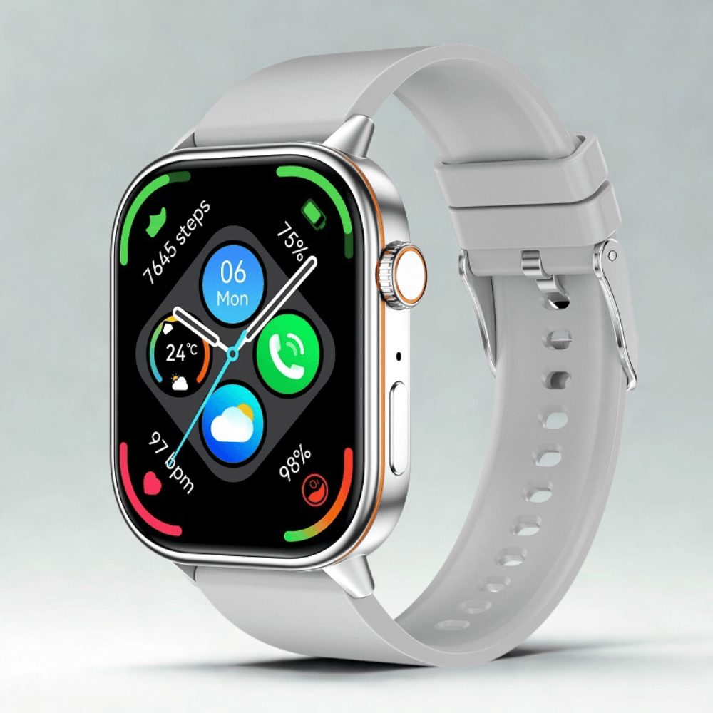 Pavoco Tragbare Technologie Silber Elegante Smartwatch für Unisex wasserdicht mit Silikonarmband Fitness Tracker