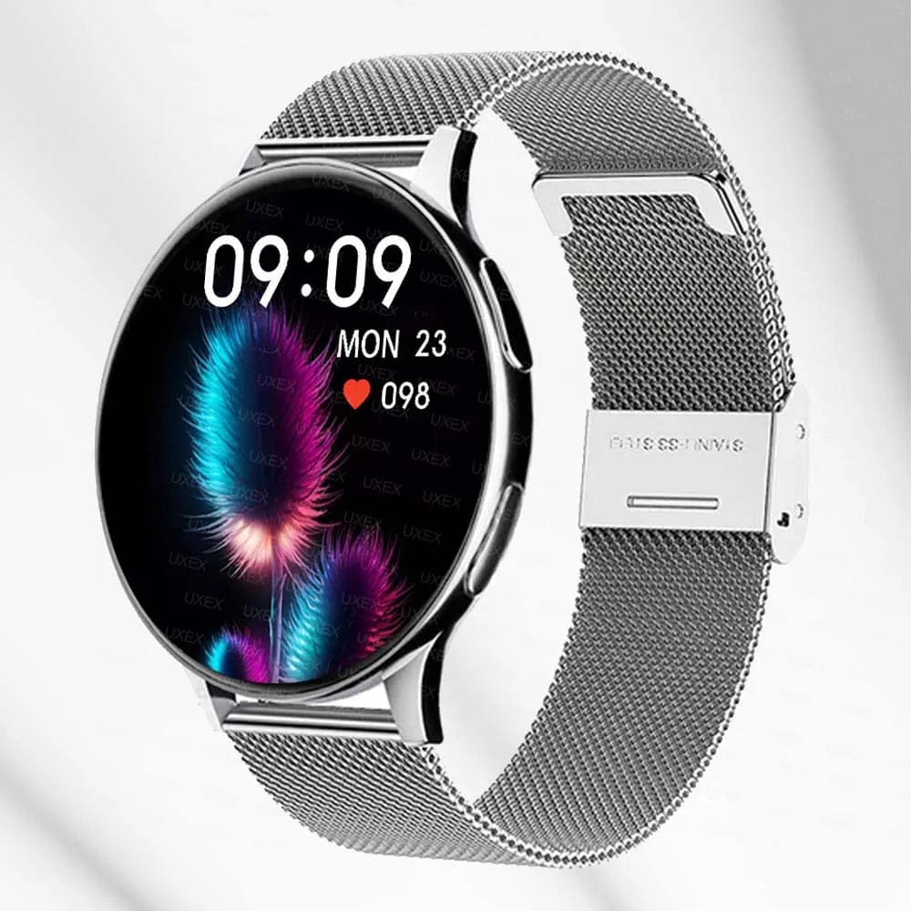 Pavoco Tragbare Technologie Silber - Milanaise Elegante Smartwatch für Damen stilvoll vielseitig Gesundheitsüberwachung 100 Sportarten