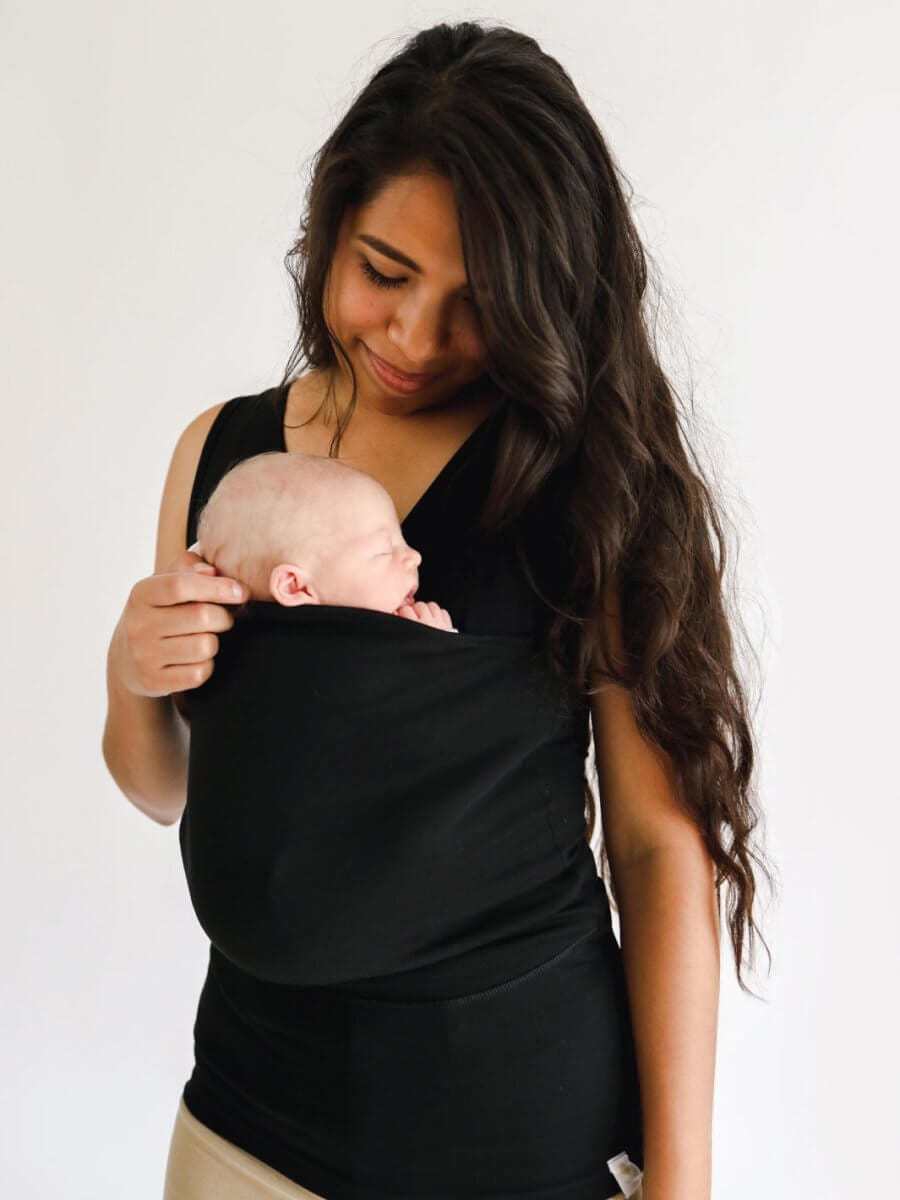 Pavoco Tragetücher Mama / Schwarz / S Ergonomisches Tragetuch für Neugeborene weich atmungsaktiv verstellbar komfortabel