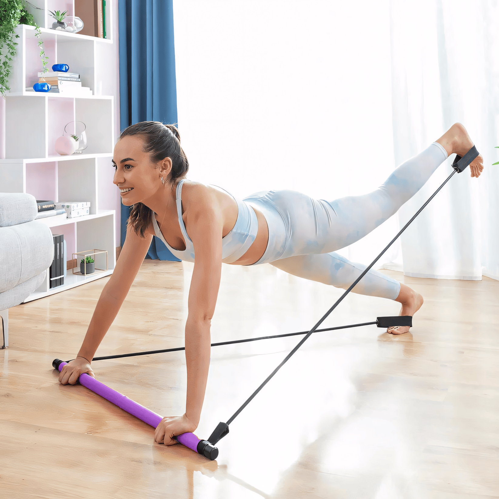 Pavoco Übungsgeräte Gelenkschonende Pilates-Stange für Unisex kompakt vielseitig ganzkörpertraining