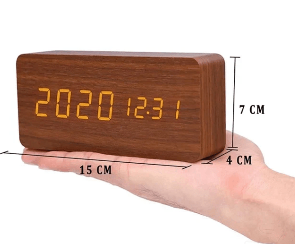 Pavoco Uhren Braun-balkenförmig Elegante Smart Uhr für Unisex aus Holz mit Sprachsteuerung und sanfter LED-Helligkeit