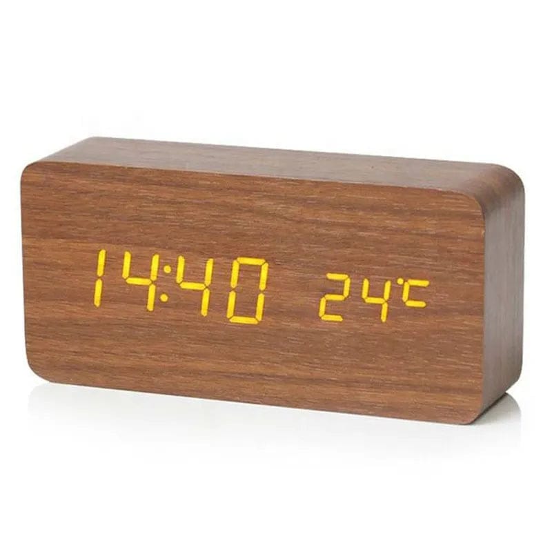 Pavoco Uhren Braun Eleganter Digitalwecker für Unisex Holz LED-Anzeige umweltfreundlich lautlos