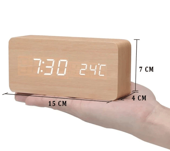 Pavoco Uhren Holz-kubusförmig Elegante Smart Uhr für Unisex aus Holz mit Sprachsteuerung und sanfter LED-Helligkeit