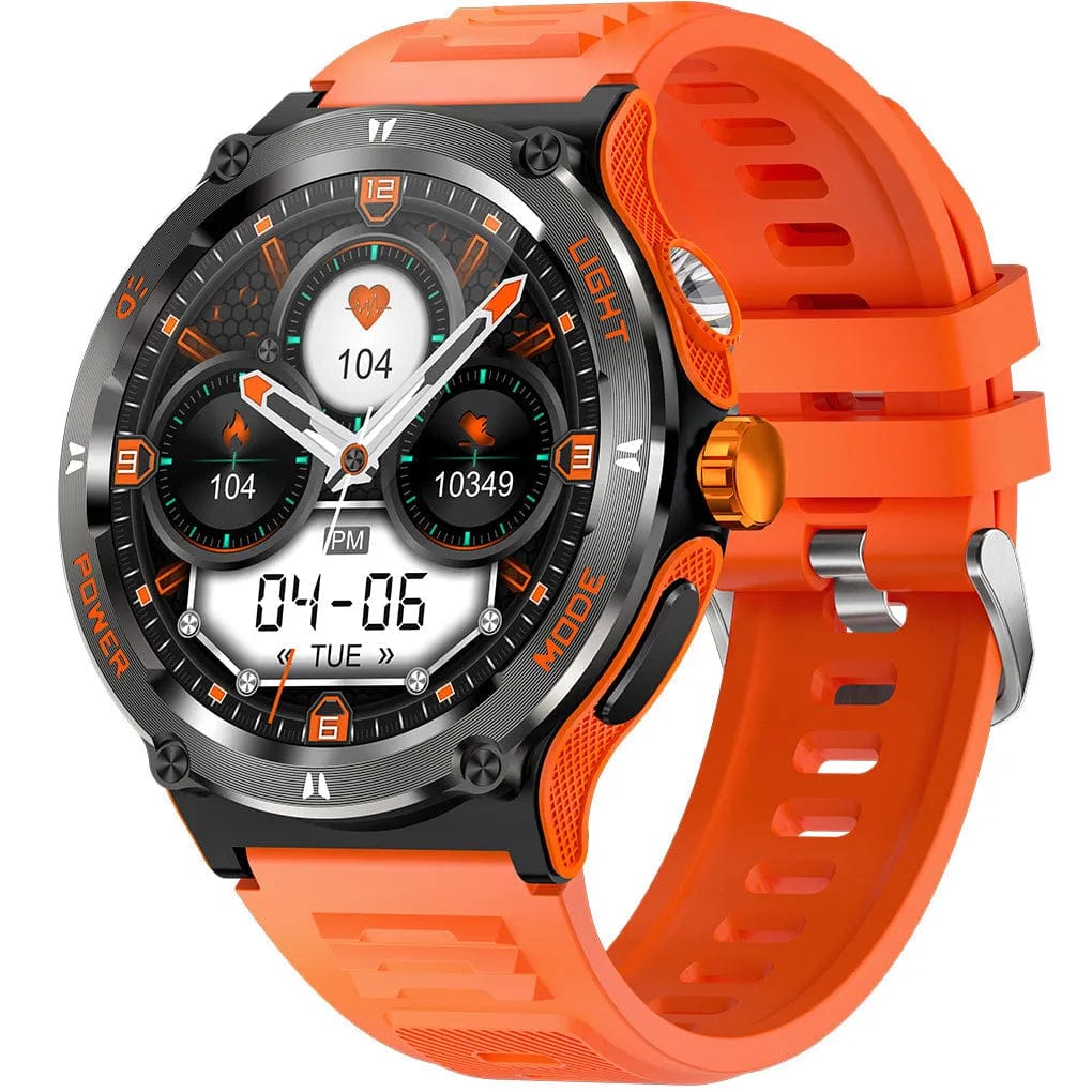 Pavoco Uhren Orange - Silikonband Robuste Smartwatch für Herren taktisch wasserdicht Outdoor 25 Tage Akku