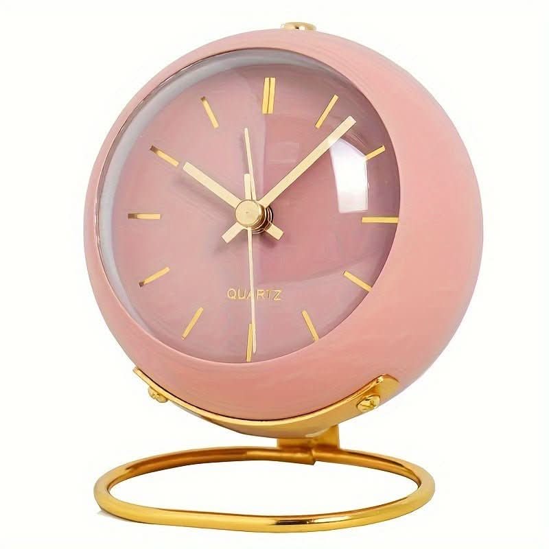 Pavoco Uhren Rosa Geräuschloser Retro Wecker für Unisex mit Nachtlampe Vintage Design kompakt