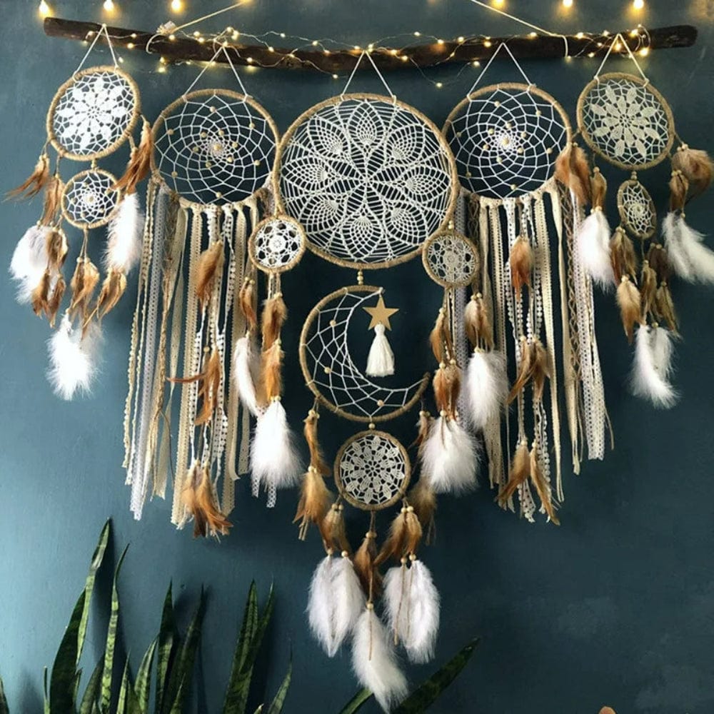 Pavoco Wandbehänge Braun Handgefertigtes Boho Wanddeko Set für Unisex aus Baumwollseil 5-teilig Wohnzimmer Schlafzimmer