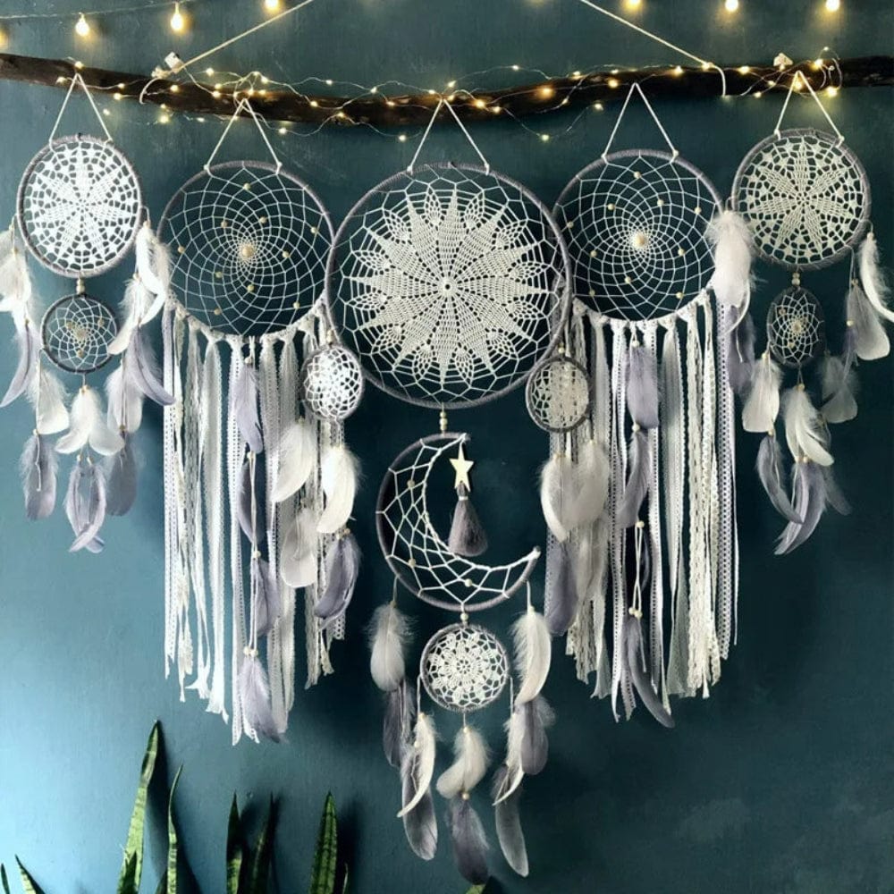 Pavoco Wandbehänge Grau Handgefertigtes Boho Wanddeko Set für Unisex aus Baumwollseil 5-teilig Wohnzimmer Schlafzimmer