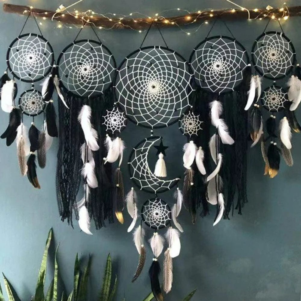Pavoco Wandbehänge Schwarz Handgefertigtes Boho Wanddeko Set für Unisex aus Baumwollseil 5-teilig Wohnzimmer Schlafzimmer