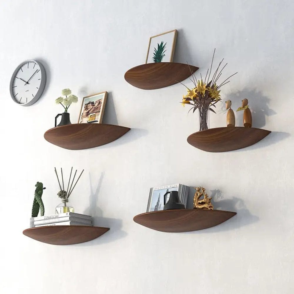 Pavoco Wandregale Elegantes Wandregal für Unisex aus Holz skulptural modern
