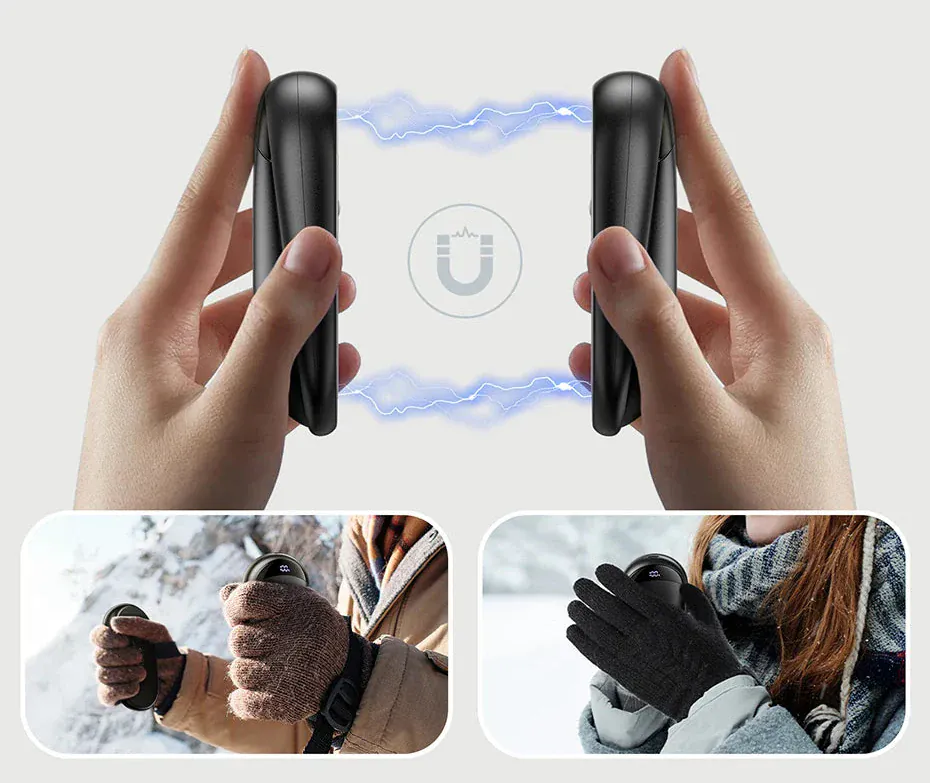 Pavoco Wärmekissen & Wärmer Wiederverwendbarer elektrischer Handwärmer tragbar 3 Heizstufen magnetisch