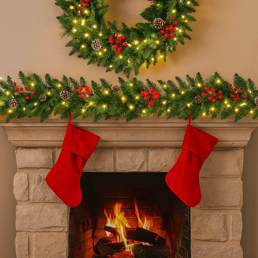 Pavoco Weihnachtsgirlanden 1.8m / Mit Licht Vorbeleuchtete Weihnachtsgirlande für Innenräume flexibel 1,8 bis 2,7 m mit Mikro-LEDs