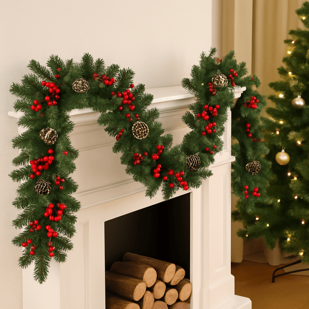 Pavoco Weihnachtsgirlanden 1.8m / Ohne Licht Vorbeleuchtete Weihnachtsgirlande für Innenräume flexibel 1,8 bis 2,7 m mit Mikro-LEDs