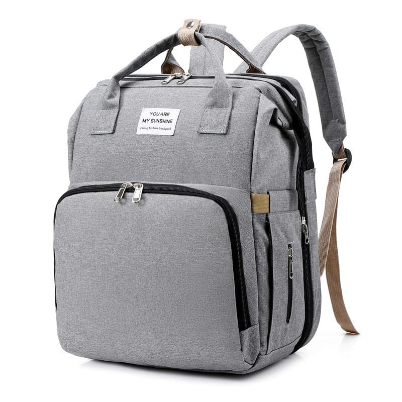 Pavoco Windeltaschen Grau Multifunktionaler Rucksack für Eltern tragbares Babybett Wickeltasche wasserdicht